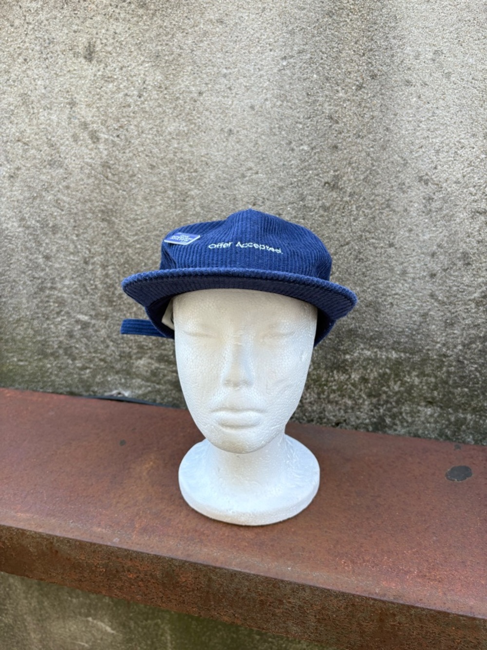 Weld Mfg Navy Blue Corduroy Adjustable Offer Accepted Pin Funny Hat Cap
